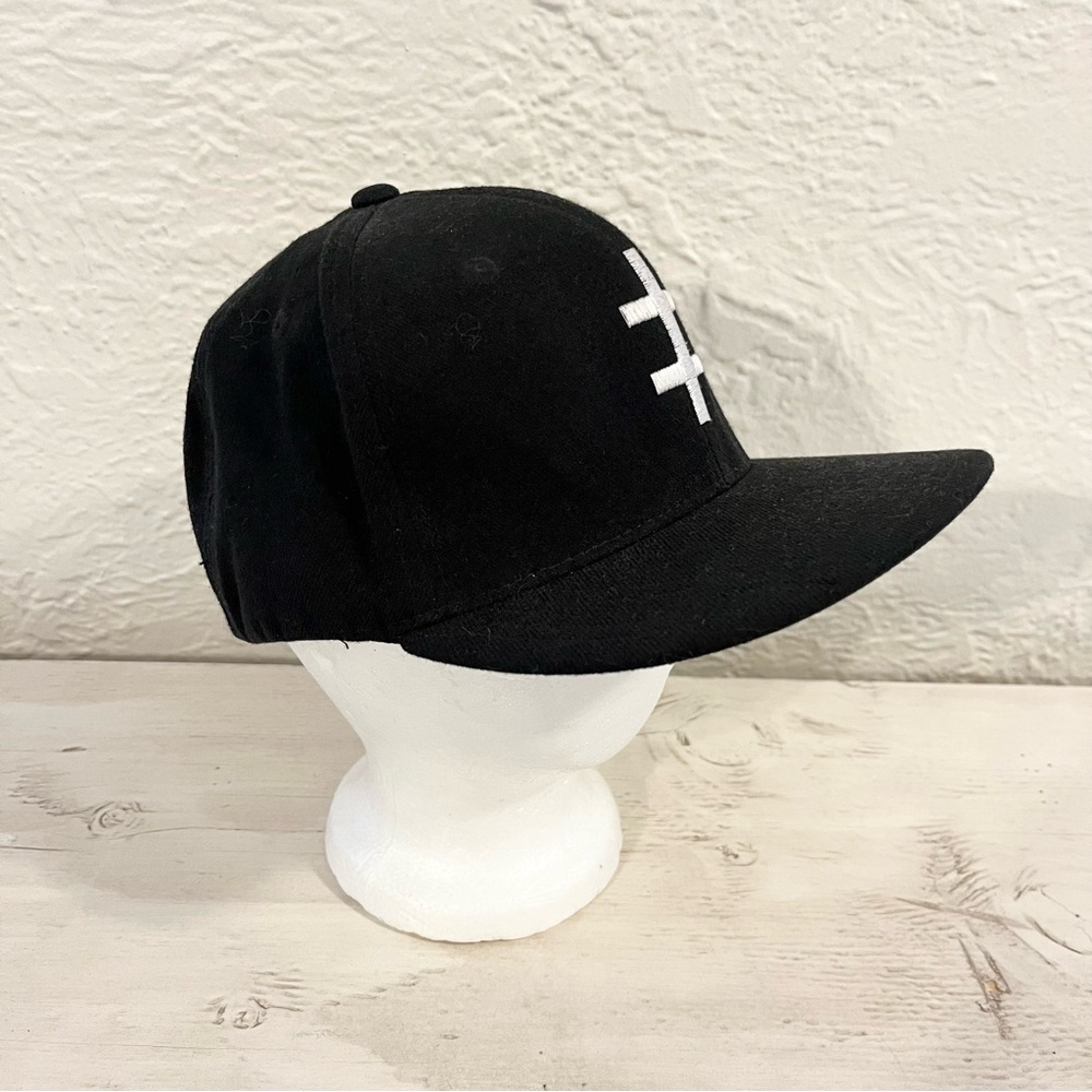 Vintage Marilyn Manson Hat Y2K 2000s Black Double Cross Medium Large - Picture 8 of 12